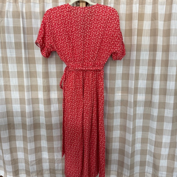 Urban Outfitters Gabrielle Woven Dobby Midi Wrap Dress Size XS - Picture 4 of 9
